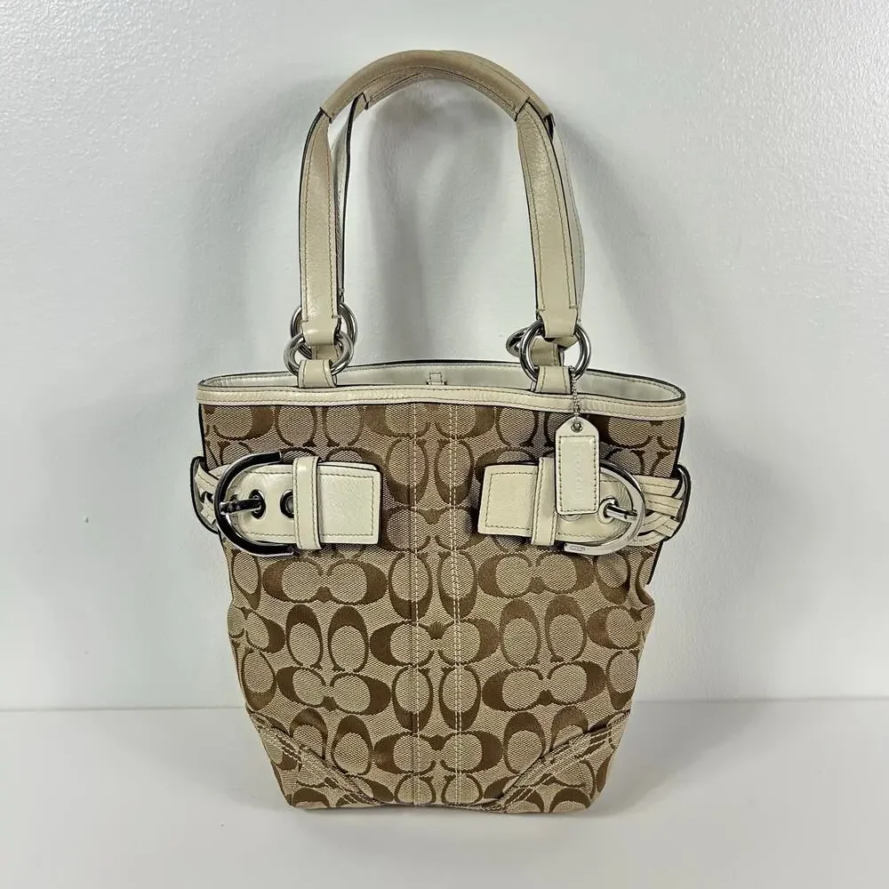 Vintage Coach Jacquard Leather C Monogram Logo Purse Hand Bag